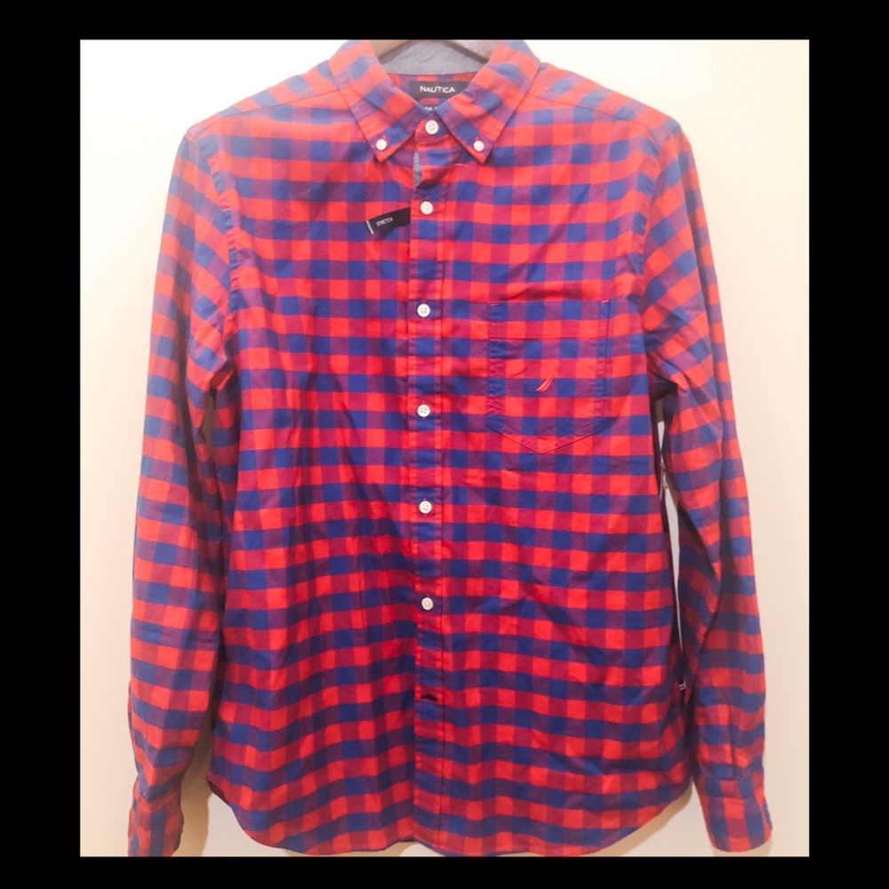 New W Tags Nautica Red & Navy Checked Men’s Shirt